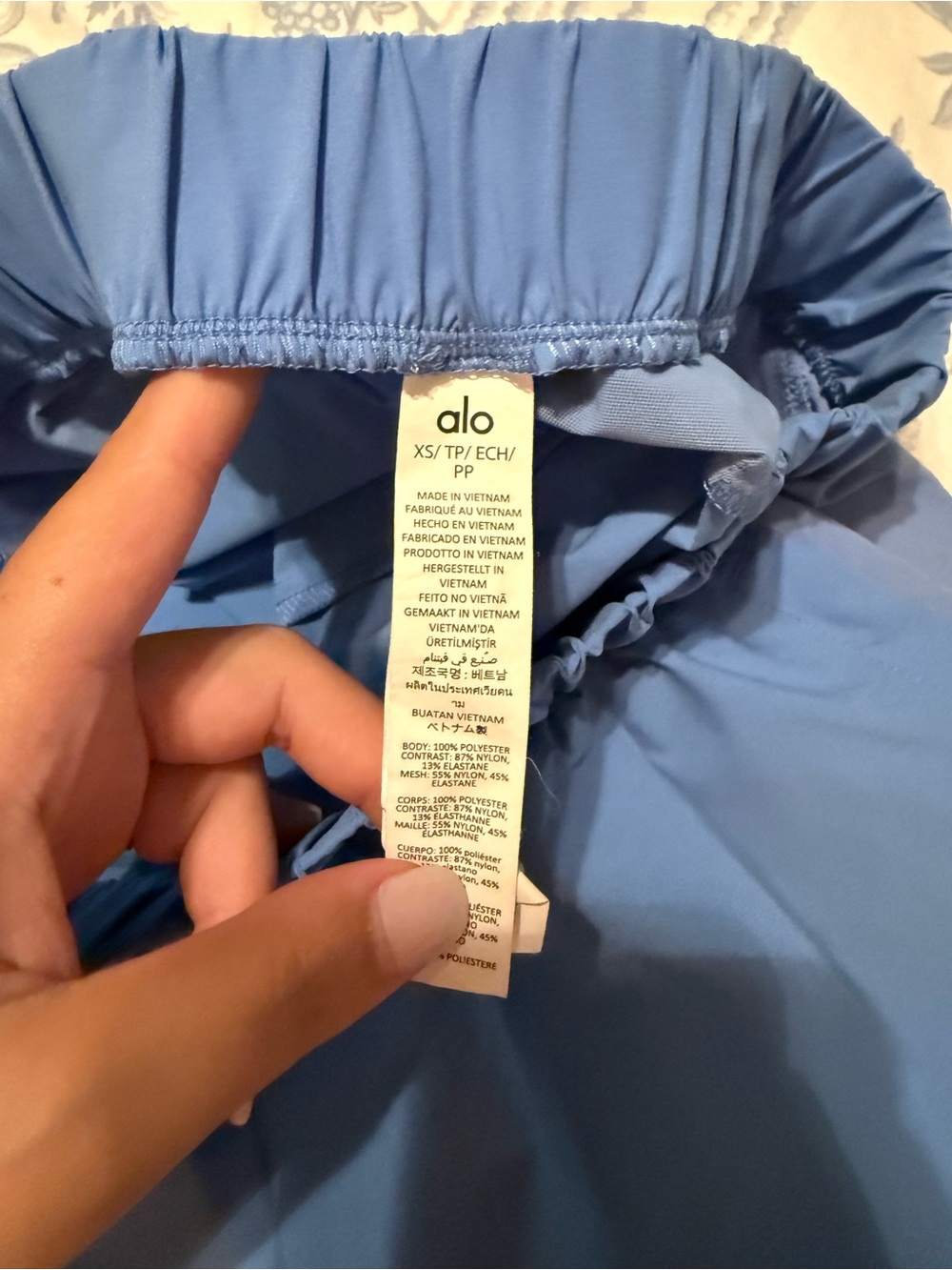 ALO Yoga Light Blue Layered Athletic Shorts - Picture 3 of 3